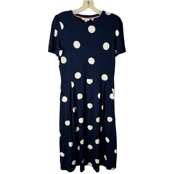 Boden Dresses & Skirts - Boden Navy Polka Dot Dress US 8 FLowy Jersey Pockets